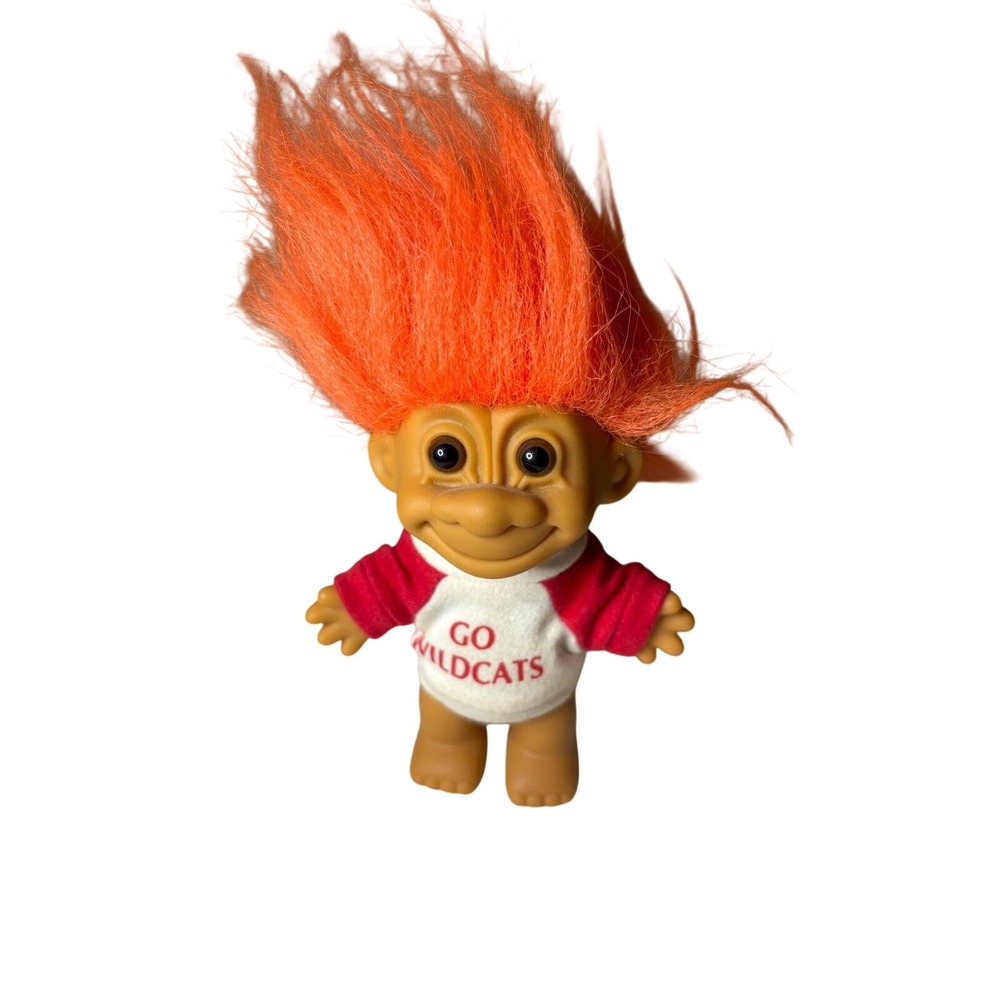 Russ Berrie Troll Doll Orange Hair Go Wildcats Shirt Item 18600 3 Inch Vintage
